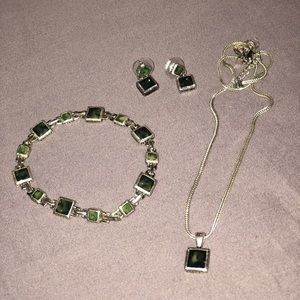 Blue and turquoise silver jewelry set